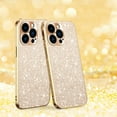 thumbnail image 1 of Electroplated Sparkle Case for iPhone 13 Pro Max, Shining Glitter Metal Frame Shockproof Slim Cover with CD Pattern Lens Protection Circle for iPhone 14 Pro Max Women Girls,Gold, 1 of 6