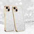 thumbnail image 1 of Electroplated Sparkle Case for iPhone 15 Plus, Shining Glitter Metal Frame Shockproof Slim Cover with CD Pattern Lens Protection Circle for iPhone 15 Plus Women Girls,Silver, 1 of 7