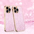 thumbnail image 1 of Electroplated Sparkle Case for iPhone 15 Pro Max, Shining Glitter Metal Frame Shockproof Slim Cover with CD Pattern Lens Protection Circle for iPhone 15 Pro Max Women Girls,Pink, 1 of 7