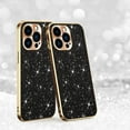 thumbnail image 1 of Electroplated Sparkle Case for iPhone 15 Pro Max, Shining Glitter Metal Frame Shockproof Slim Cover with CD Pattern Lens Protection Circle for iPhone 15 Pro Max Women Girls,Black, 1 of 7