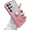 thumbnail image 1 of Electroplated Transparent Floral Phone case with or Without Finger Ring Holder, Small Fragrance Design for Samsung Galaxy S24 S23 S22 S21 Ultra Plus FE Note20 Phone Case (Rose Gold 2,S24 Plus), 1 of 8