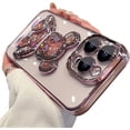 thumbnail image 1 of Electroplated for iPhone 14 Pro Max Case for Women Luxury Quicksand Case with Built-in Camera Lens Protector Clear Glitter Sparkly Bear Slim Shockproof Full Body Protecive Case (Pink), 1 of 12