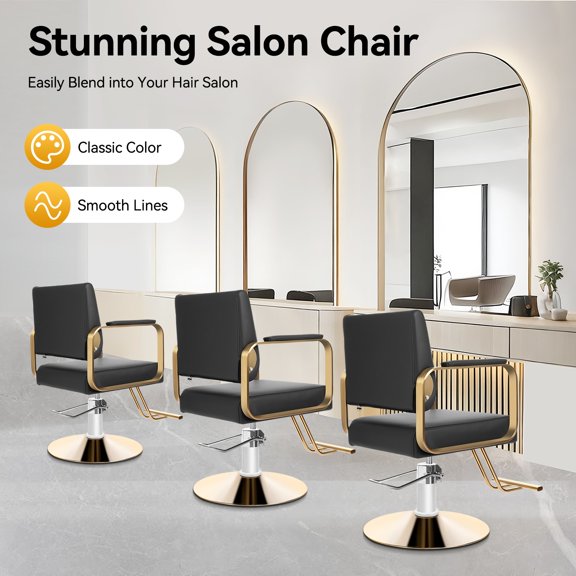 Electroplating Carbon Steel Salon Barber Chair 360 Rotatable Height Adjustable 200KG Max Load