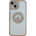 thumbnail image 1 of Electroplating Glitter Sparkling Bling Diamond Camera Lens Protection Clear Soft Compatible with iPhone Case (Gold,iPhone 14 Pro), 1 of 8