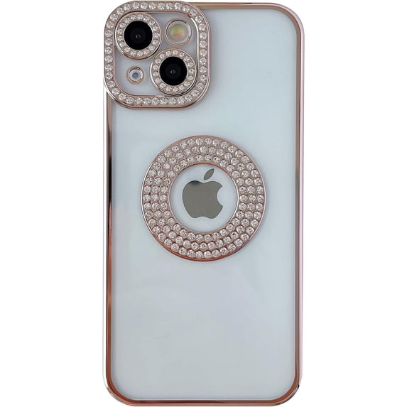 Electroplating Glitter Sparkling Bling Diamond Camera Lens Protection Clear Soft Compatible with iPhone Case (Pink,iPhone 12 Pro)