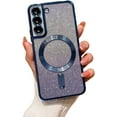 thumbnail image 1 of Electroplating Gradient Glitter Phone case with Magnetic Suction Function, Simple but not Too Cute, for Samsung Galaxy S23 S22 S21 S20 Ultra Plus Note20 Note10 Phone Case (Dark Blue,S21), 1 of 8