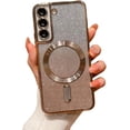 thumbnail image 1 of Electroplating Gradient Glitter Phone case with Magnetic Suction Function, Simple but not Too Cute, for Samsung Galaxy S23 S22 S21 S20 Ultra Plus Note20 Note10 Phone Case (Gold,S22 Ultra), 1 of 8