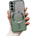thumbnail image 1 of Electroplating Gradient Glitter Phone case with Magnetic Suction Function, Simple but not Too Cute, for Samsung Galaxy S23 S22 S21 S20 Ultra Plus Note20 Note10 Phone Case (Green,S22 Plus), 1 of 8