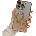 thumbnail image 1 of Electroplating Gradient Glitter Quicksand Dog Phone case, Flash Girly Sense, Lens Full Package, Cute and Creative, for iPhone 14 13 12 11 Pro Max Plus Phone case (Gold,iPhone 12 Pro Max), 1 of 8