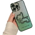 thumbnail image 1 of Electroplating Gradient Glitter Quicksand Dog Phone case, Flash Girly Sense, Lens Full Package, Cute and Creative, for iPhone 14 13 12 11 Pro Max Plus Phone case (Green,iPhone 15 Pro Max), 1 of 8