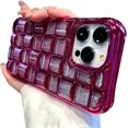 thumbnail image 1 of Electroplating Magic  Grid Phone case, Gradient Glitter Phone case, Soft Material, Anti-Drop and wear-Resistant, for iPhone 15 14 13 12 11 Pro Max Phone case (Rose Red,iPhone 15 Pro Max), 1 of 8