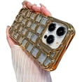thumbnail image 1 of Electroplating Magic  Grid Phone case, Gradient Glitter Phone case, Soft Material, Anti-Drop and wear-Resistant, for iPhone 15 14 13 12 11 Pro Max Phone case (Gold,iPhone 14), 1 of 8