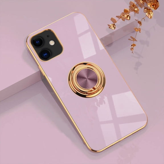 Electroplating Magnetic Finger Ring Holder Apple iPhone X Case (Purple) Grip Kickstand Shockproof and Scratch Resistant Protection Cover