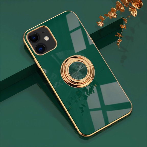 Electroplating Magnetic Finger Ring Holder Apple iPhone XS Max Case (Green) Grip Kickstand Shockproof and Scratch Resistant Protection Cover