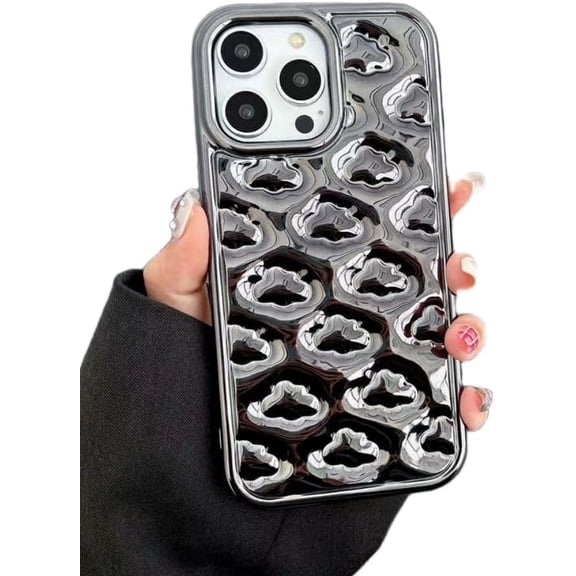 Electroplating Three-Dimensional Cloud Phone case, Anti-Drop and Shockproof, Light Luxury Style, for iPhone 15 14 13 12 11 Pro Max X XS XR 7 8 Phone Case (Black,iPhone 11 Pro Max)