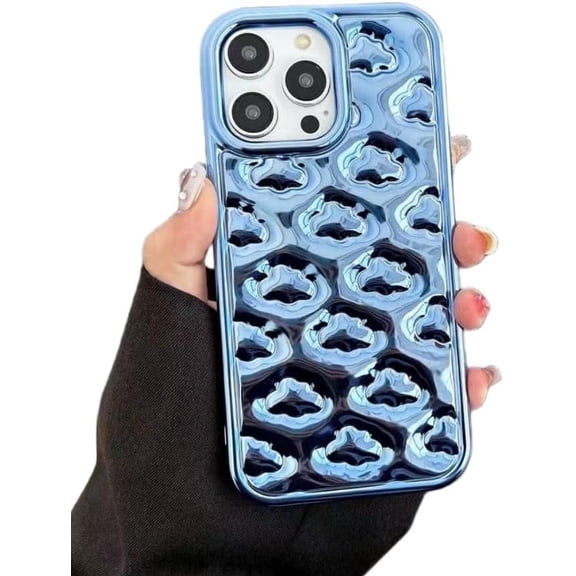 Electroplating Three-Dimensional Cloud Phone case, Anti-Drop and Shockproof, Light Luxury Style, for iPhone 15 14 13 12 11 Pro Max X XS XR 7 8 Phone Case (Blue,iPhone 13 Pro)