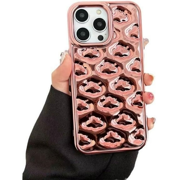 Electroplating Three-Dimensional Cloud Phone case, Anti-Drop and Shockproof, Light Luxury Style, for iPhone 15 14 13 12 11 Pro Max X XS XR 7 8 Phone Case (Rose Gold,iPhone 15 Pro Max)