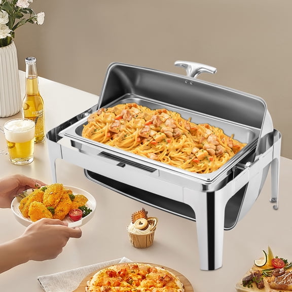 Electropolished Chafing Dish, 9L Large Capacity with Detachable Pans, Easy Cleaning Design, Great for Weddings and Parties