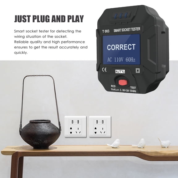 Electroscope,90~120v Socket Display Lcd Socket Tester Circuit Wall Socket Tester Circuit Wall Test Wall Test Appliance Socket Outlet Tester Qisuo Xibany Display L Socket Huiop Mewmewcat