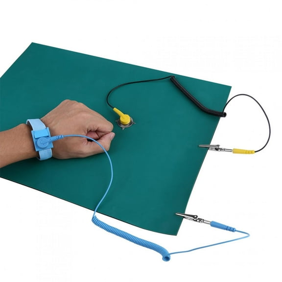 Electrostatic Discharge Anti Static Wrist Strap Ground Wire Mat Set for Phone Repair Silicone