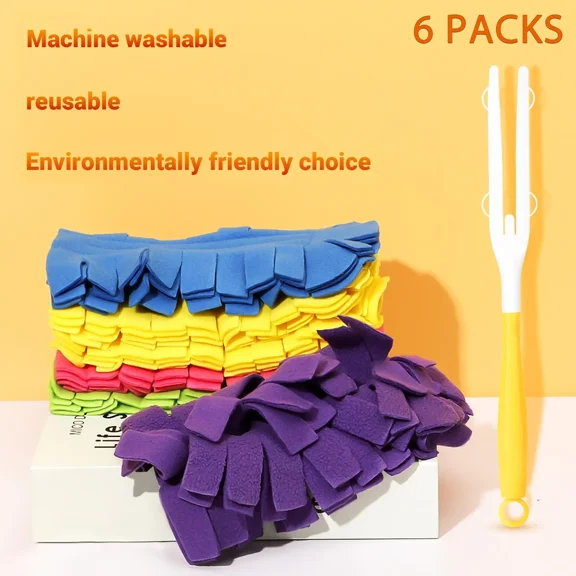 Electrostatic Dust Removal Brush Multisurface 360° Larger Size with 4X Microfibers Unscented Disposable Machine Washable Reusable 6 Packs - Cleaning, Home Cleaning Products