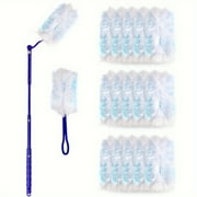 Electrostatic Duster Kit with 30 Refills and 2 Handles - Disposable Dusting Tool for Cleaning Corners Furniture Blinds and Car Interiors - Long Handle and Short Handle Set for Home Office Kitchen