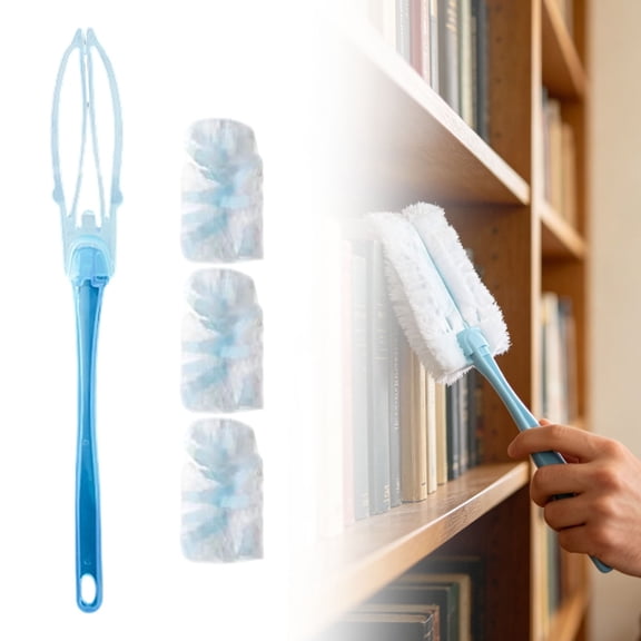 Electrostatic Duster with Plastic Handle, 3-Pack Disposable Dusting Sheets for Bookshelves, Plant, Photo Frames, Electronics, Portable Household Cleaning Tool for Quick Dusting, Light Blue, By Harlik
