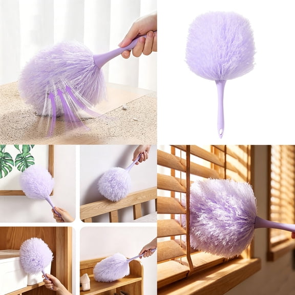 Electrostatic Duster, Reusable Washable Long Handle Cleaning Brush for Furniture, Windows, Shelves, Purple
