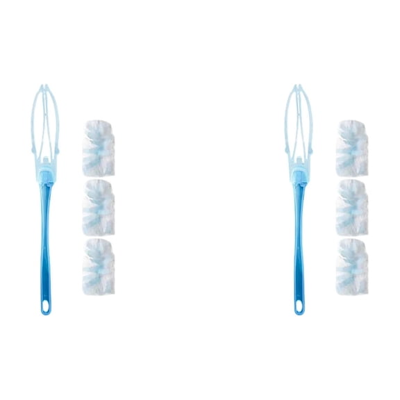 Electrostatic Duster with Plastic Handle - Portable Static Dust Brush for Bookshelf, Plant, Photo Frame, Household Cleaning, Light Blue, 2 Pack