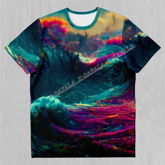 Electrostatic Galaxies 3D Printed High Quality Milk Fiber T-shirt Men Top Breathable Quick Dry Summer Soft Material 210gsm