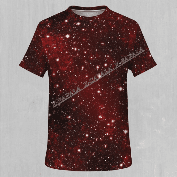 Electrostatic Galaxies 3D Printed High Quality Milk Fiber T-shirt Men Top Breathable Quick Dry Summer Soft Material 210gsm