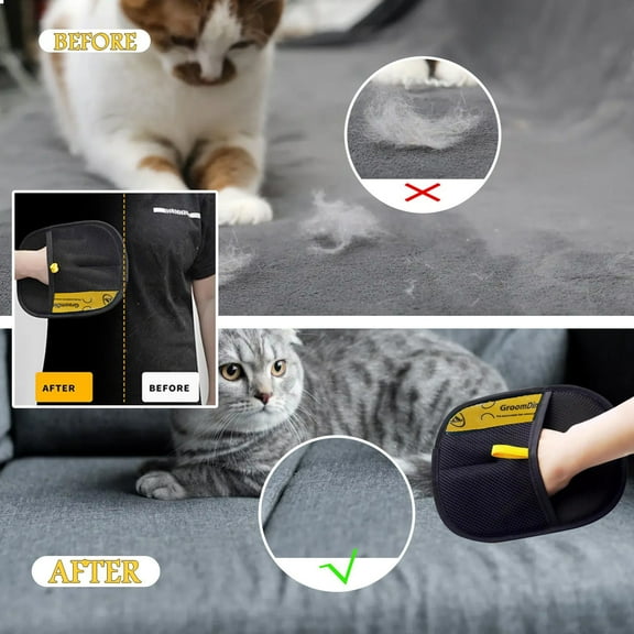 Electrostatic Gloves Pet Hair Removal Glove for Cats & Dogs, 2025 New Pet Hair Remover Glove for Couch, Furniture, Carpet, Curtain, Washable Reusable Animal Fur Removal Tool (1PC)