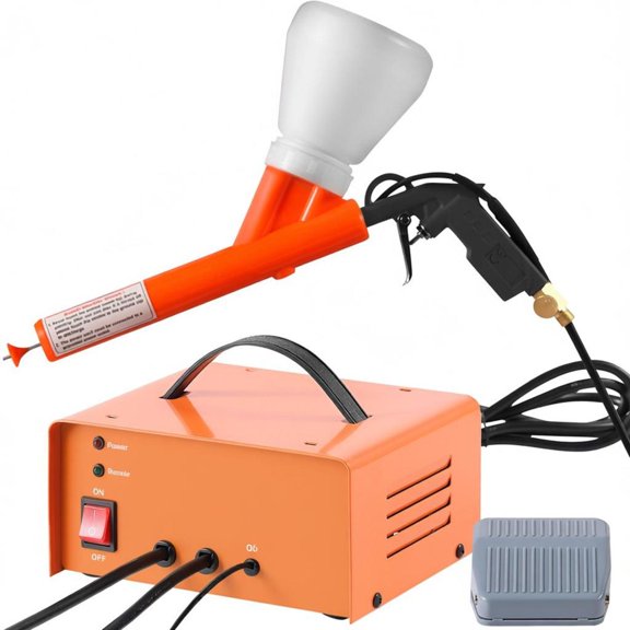 Electrostatic Powder Coating System, 50Kv, with foot switch, spray gun, nozzles, powder cups, metal and plastic construction