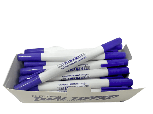 Electrum Dual Tipped Tattoo Stencil Marker - Piercing Marking - Smudge Resistant Skin Marker Pen - 5 Pack