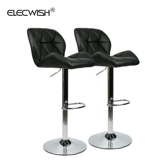 Elecwish Urban Hipster Bar Stool with 360-Degree Swivel & Adjustable Height, Black, Set of 2