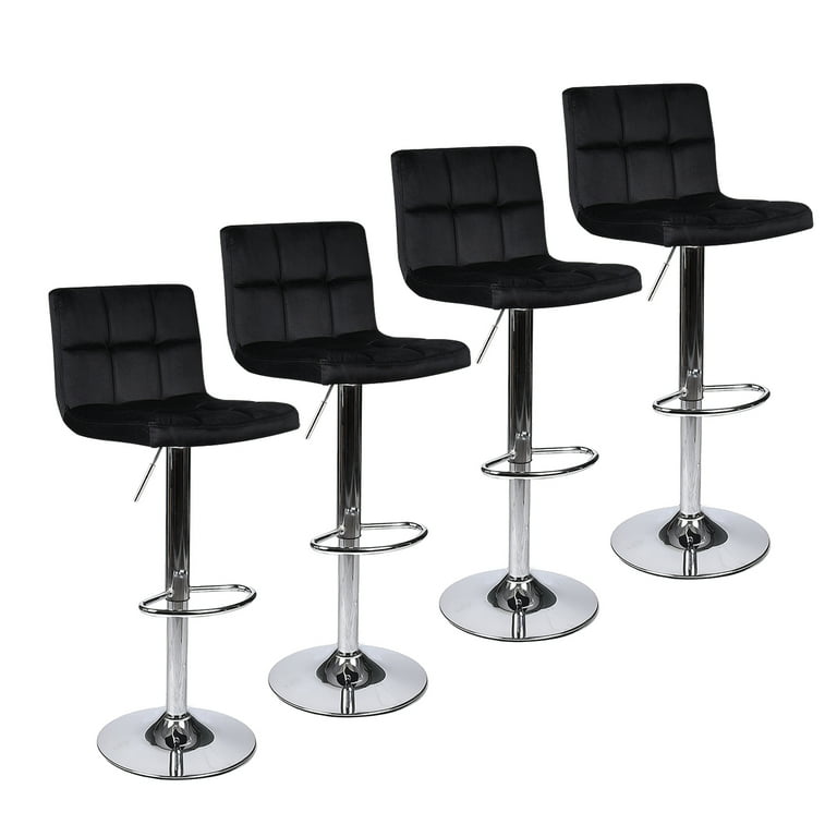 Elecwish Urban Hipster Bar Stool with 360 Degree Swivel Adjustable Height Black Set of 4