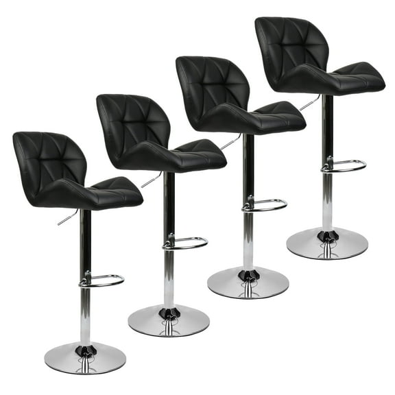 Elecwish Urban Hipster Bar Stool with 360-Degree Swivel & Adjustable Height, Black, Set of 4