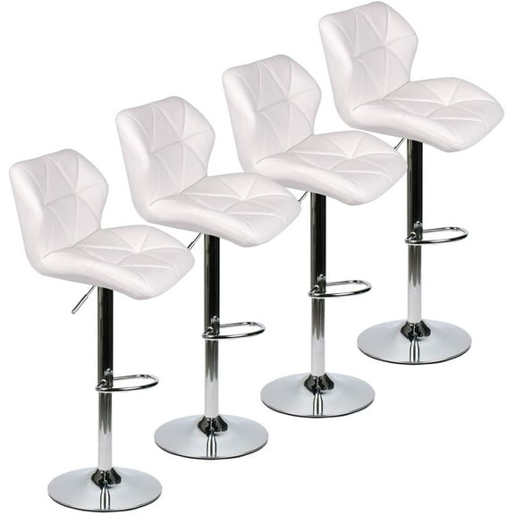 Elecwish Urban Hipster Bar Stool with 360-Degree Swivel & Adjustable Height, White, Set of 4