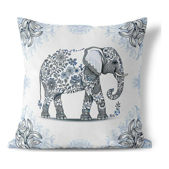 Eleflower Throw Pillow in White 16 x 16