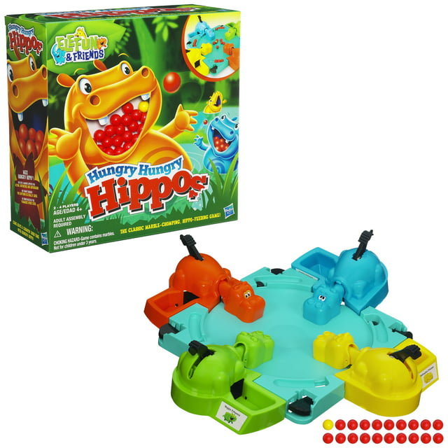 Elefun and Friends Hungry Hungry Hippos Classic Board Game for Kids and Family Ages 4 and Up