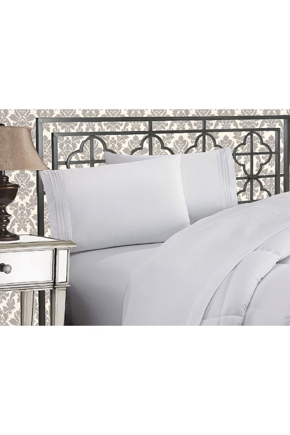 King Bed Sheet Set, Deep Pocket Cooling Microfiber Sheets, White