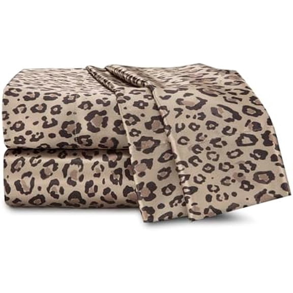 Elegance 3-Piece Satin Sheets - Twin Size Luxury Hotel Quality Set - Leopard Print, Silky Soft & Smooth