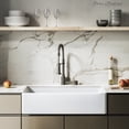 thumbnail image 1 of Elegance 36" x 20" Single Basin Fireclay Farmhouse Kitchen Sink in Glossy White with Stainless Steel Grid, 1 of 8