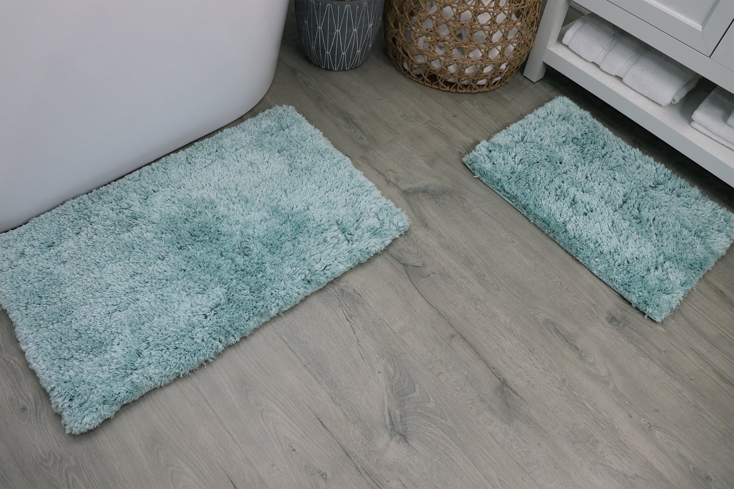 Elegance Bathroom Rugs Sets 2 Piece- Plush Bath Mat Set Quick-Dry Soft Microfiber Bathroom Mat with Rubber Backing, Absorbent Bathroom Rug Set, Washable Bath Rugs - Bath Mats 17x24 + 20x32 Turquoise