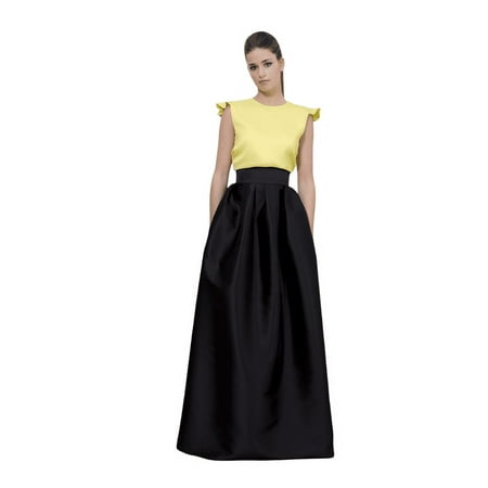 Elegance Black Taffeta Maxi Skirt with Pockets Special Occasions Everyday Wear