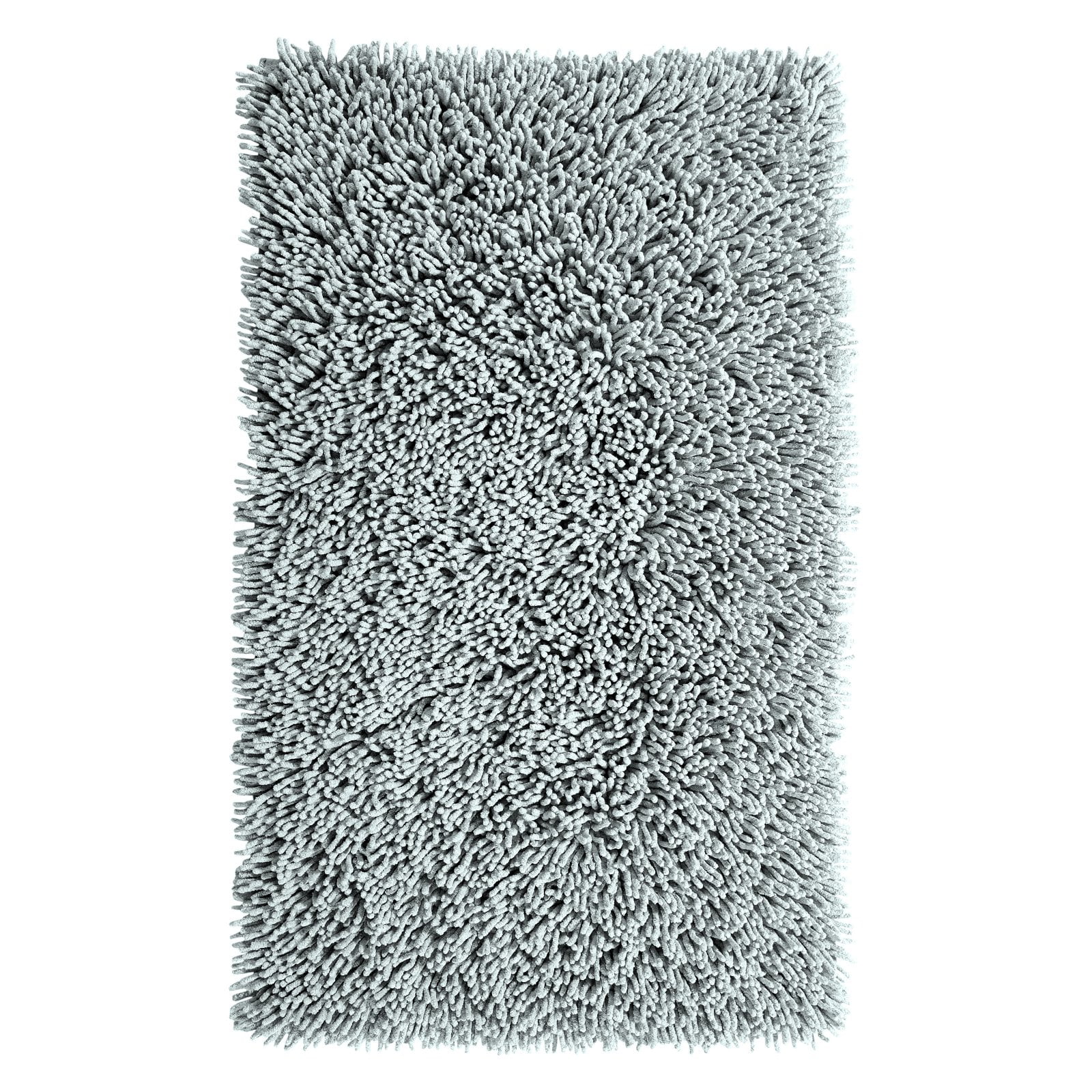 Silver Chenille Shaggy Non-Skid Bath Rug 17 x 24