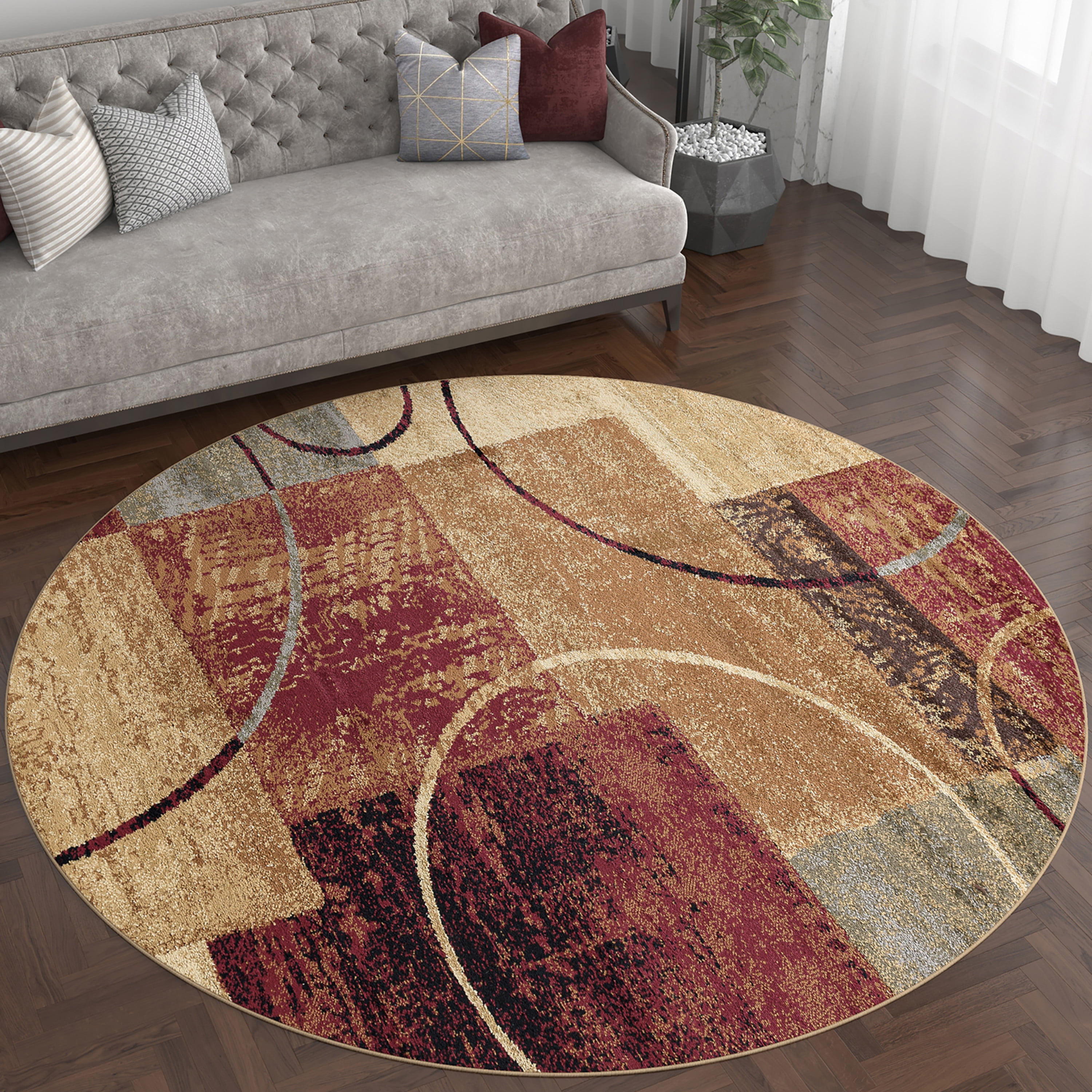 Elegance Contemporary 5' Round Multi-Color Polypropylene Indoor Area Rug