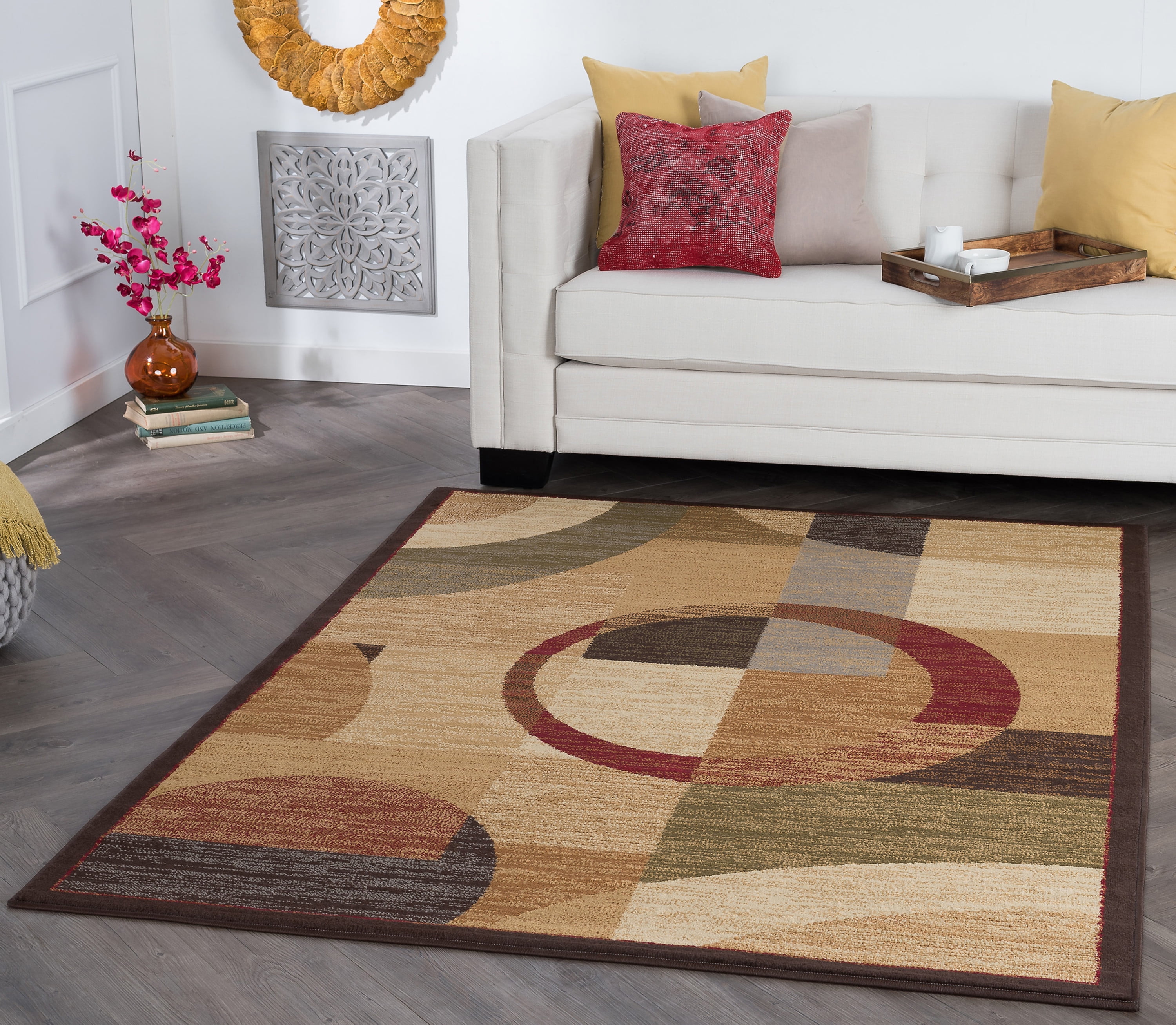 Elegance Contemporary 5' x 7' Multi-Color Polypropylene Indoor Area Rug