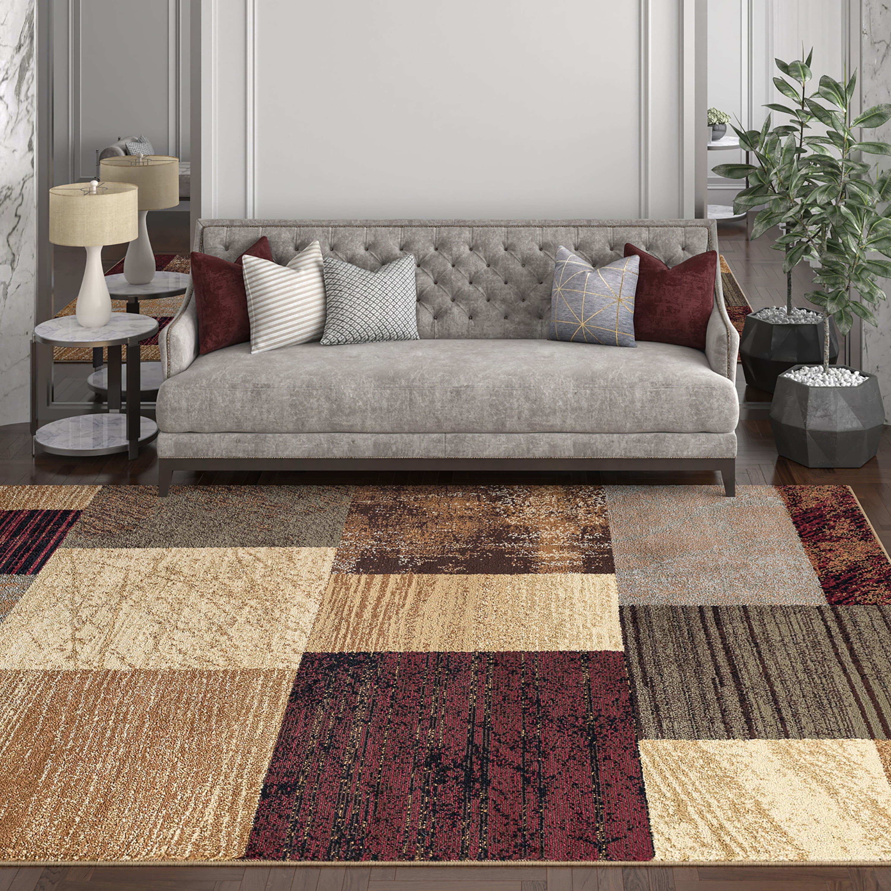 Elegance Contemporary 5' x 7' Multi-Color Polypropylene Indoor Area Rug