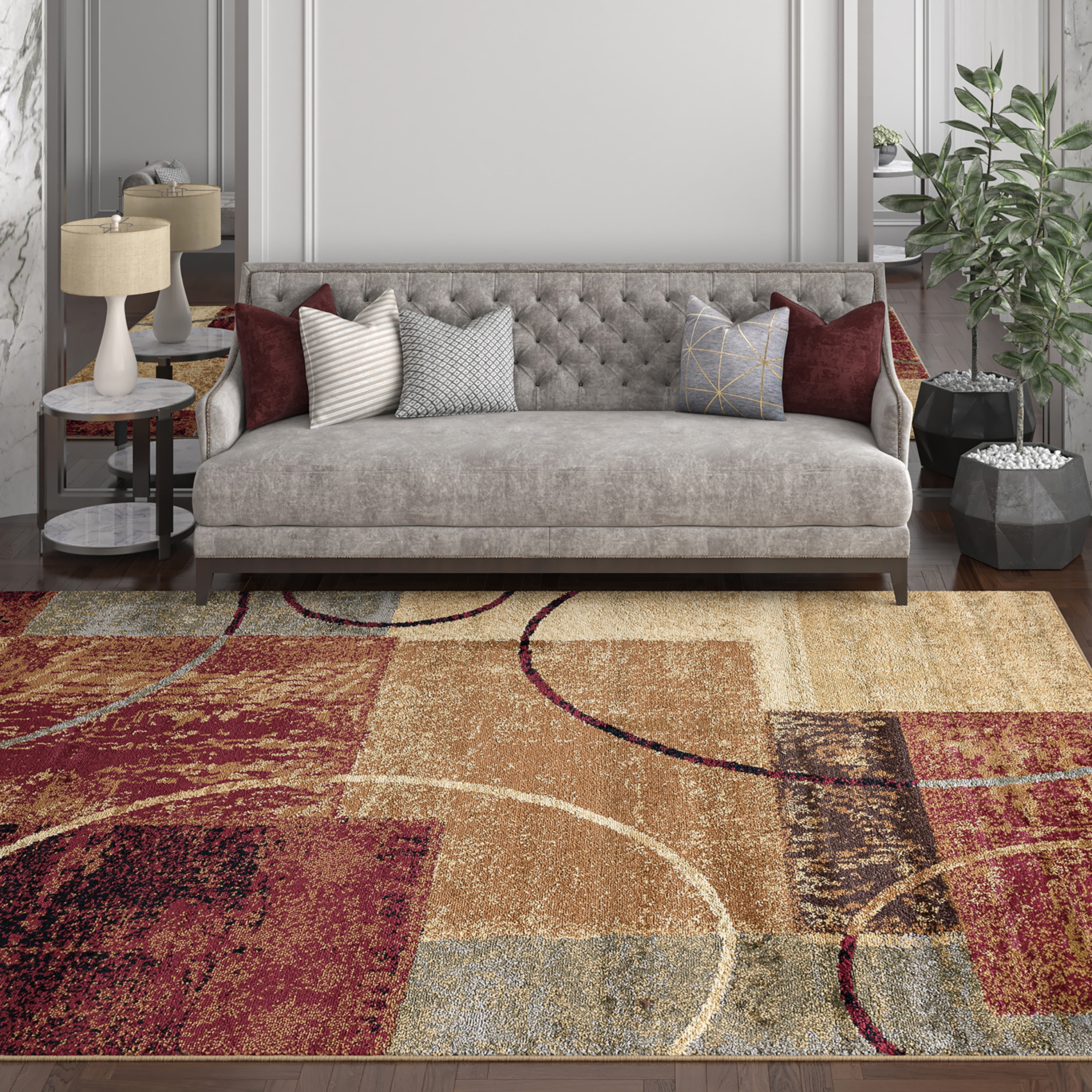 Elegance Contemporary 5' x 7' Multi-Color Polypropylene Indoor Area Rug